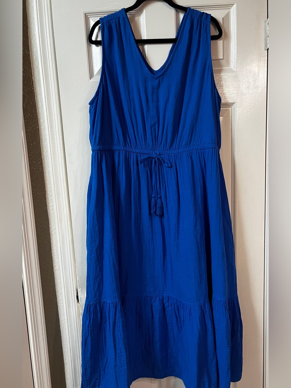 Style and Co. Royal Blue Sleeveless V-Neck CottonMidi Dress